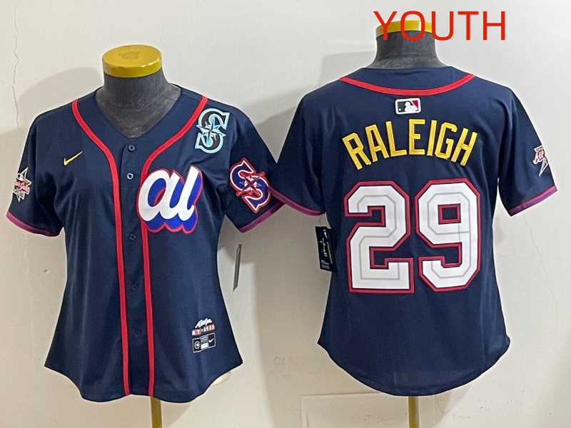 Youth 2025 Seattle Mariners #29 Raleigh dark Blue All star Nike MLB Jersey style 030